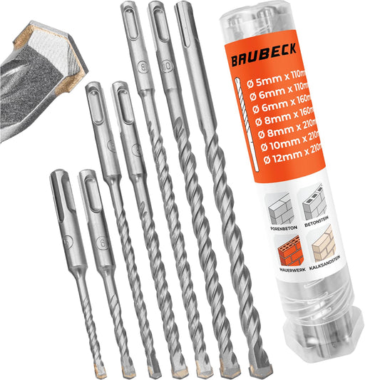 BAUBECK SDS Plus Bohrer – Betonbohrer einzeln, ⌀6–32 mm, 4 Schneiden
